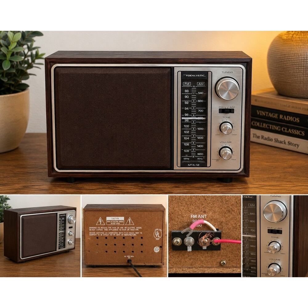 Realistic MTA-12 AM FM Table Radio Woodgrain Vintage Radio Shack Tested Working